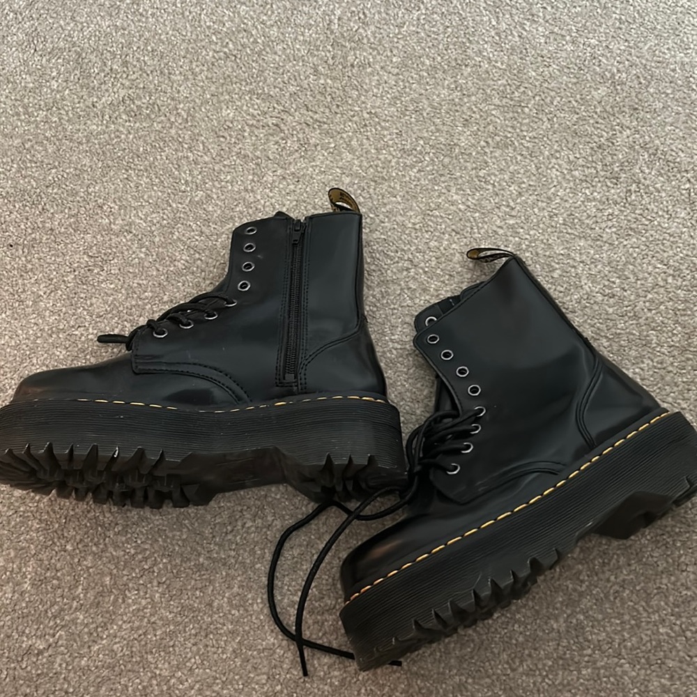 Brand new black polished tie up Dr. Martens